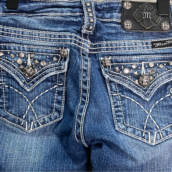 Vintage Miss Me Jeans Girls 14 Capri Crop Distressed Skinny Slim Shorts Blythe - Picture 4 of 13